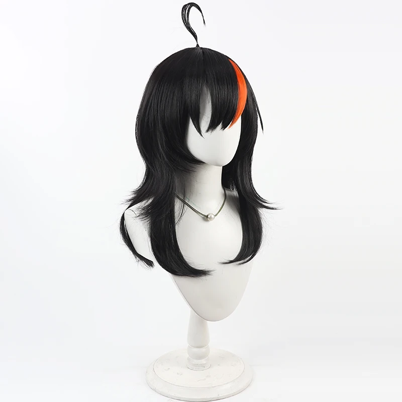 Game Sawatari Koko Cosplay Wig Black medium length with an orange streak Cosplay wig For Comicon Party Adult Women Men