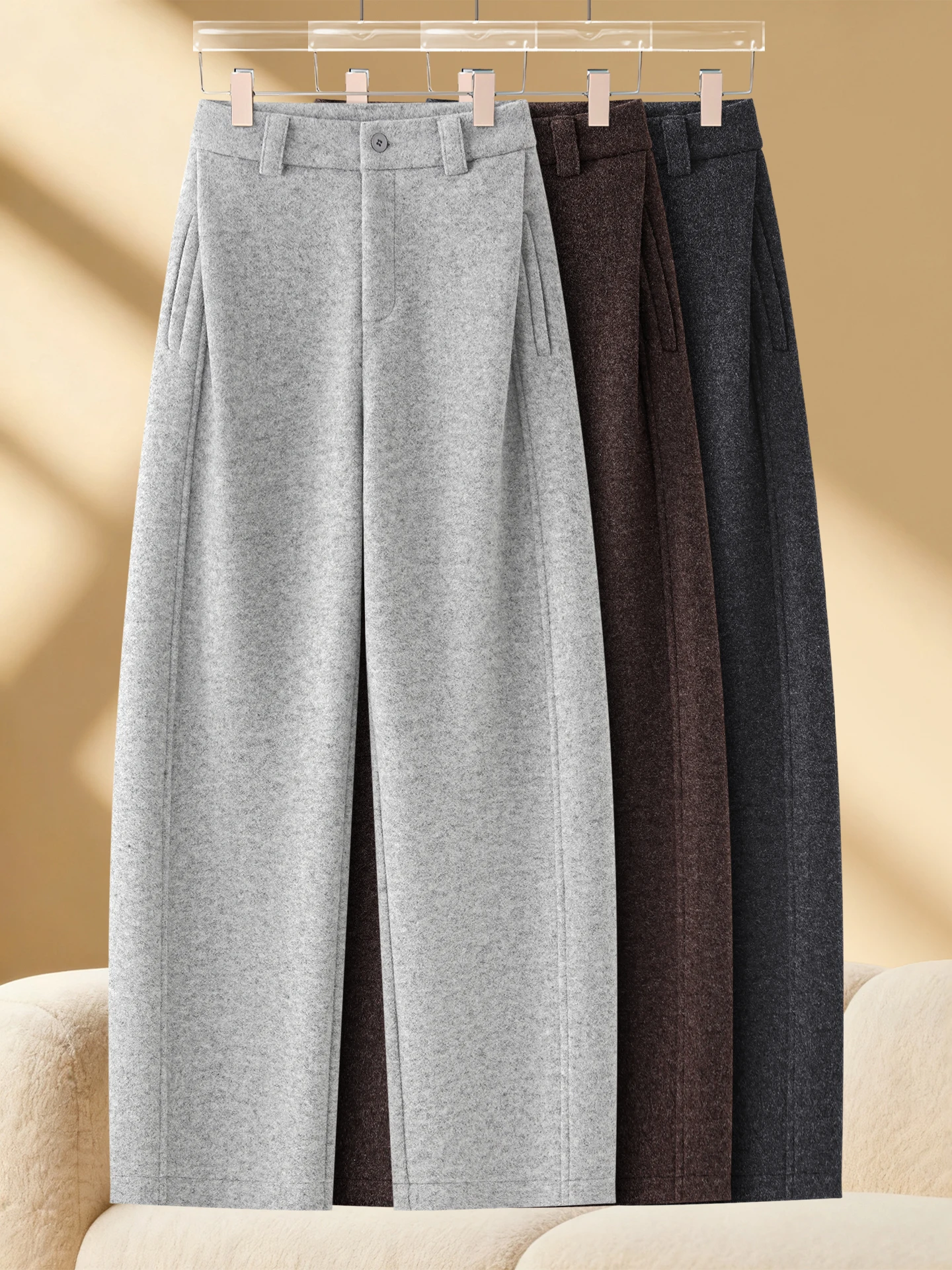 

Женские утепленные шерстяные брюки-бананы с высокой талией, на флисовой подкладке, осенне-зимние, новая модель, повседневные, свободные, широкие, с эффектом похудения