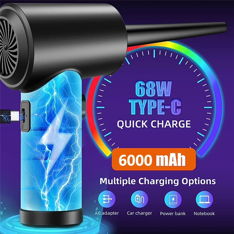 B24B Electric Portable Air Duster Blower Handheld Cordless Compressed Air Tool For Camera And Gadget Dust Removal