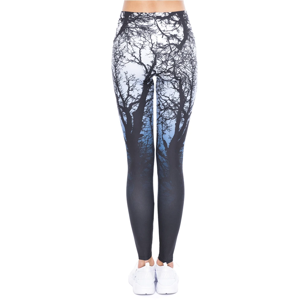 DeanFire Super Soft Stretch Trees Imprimir Poliéster Spandex Fitness Leggings Respirável para As Mulheres