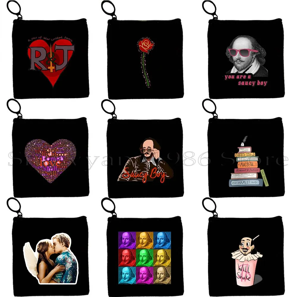 Cute Romeo Juliet Shakespeare Print Gifts Canvas Key Coin Purse Case Card Lipstick Bag Travel Storage Card Wallet Zipper Pouch