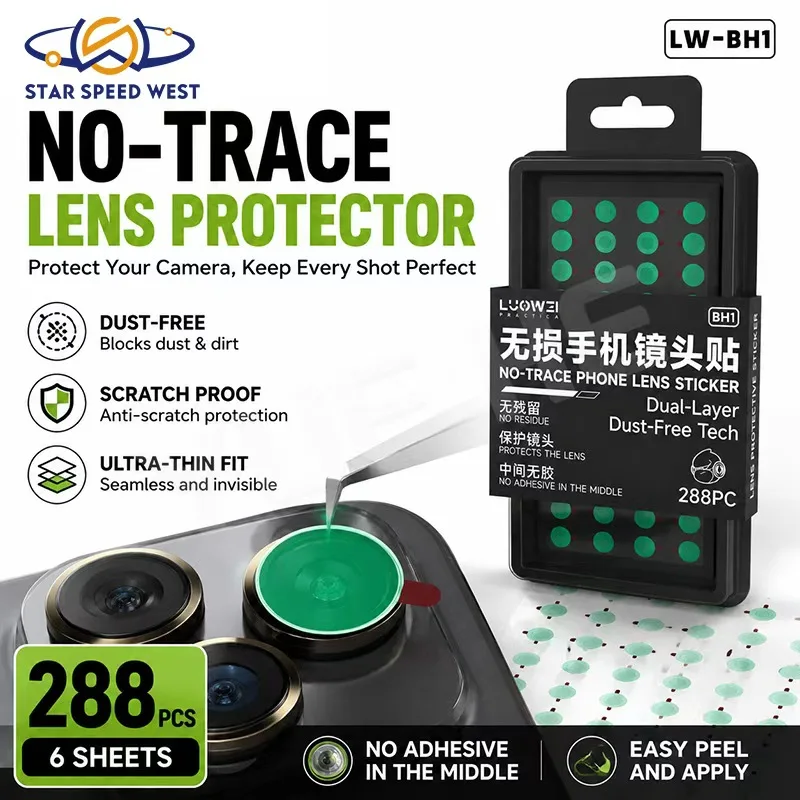 LUOWEI LW-BH1 No Trace Phone Camera Lens Protector 288PCS Ultra Thin Dust Proof Residue Free Easy Peel Apply For Phone Lens