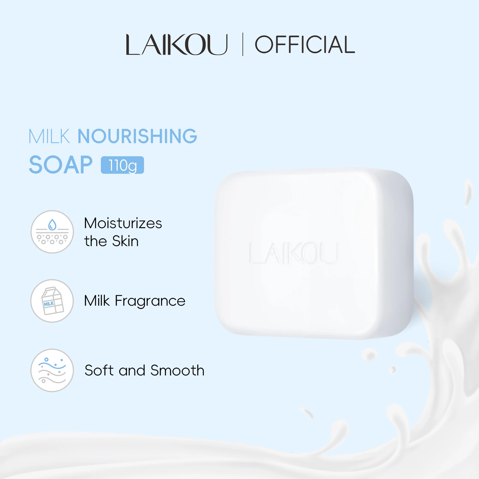 LAIKOU 110g Milk Nourishing Soap Gentle Cleanser Non-Drying Formula for Soft And Smooth Skin image 6