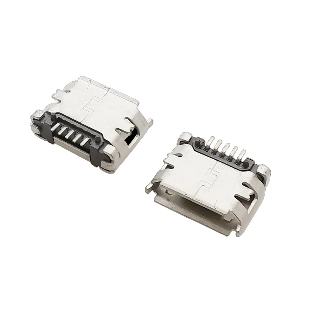 Conector de puerto hembra micro-b, conector SMD DIP para carga trasera, conectores de teléfono móvil, adaptador de reparación DIY MicroUSB, 5 pines