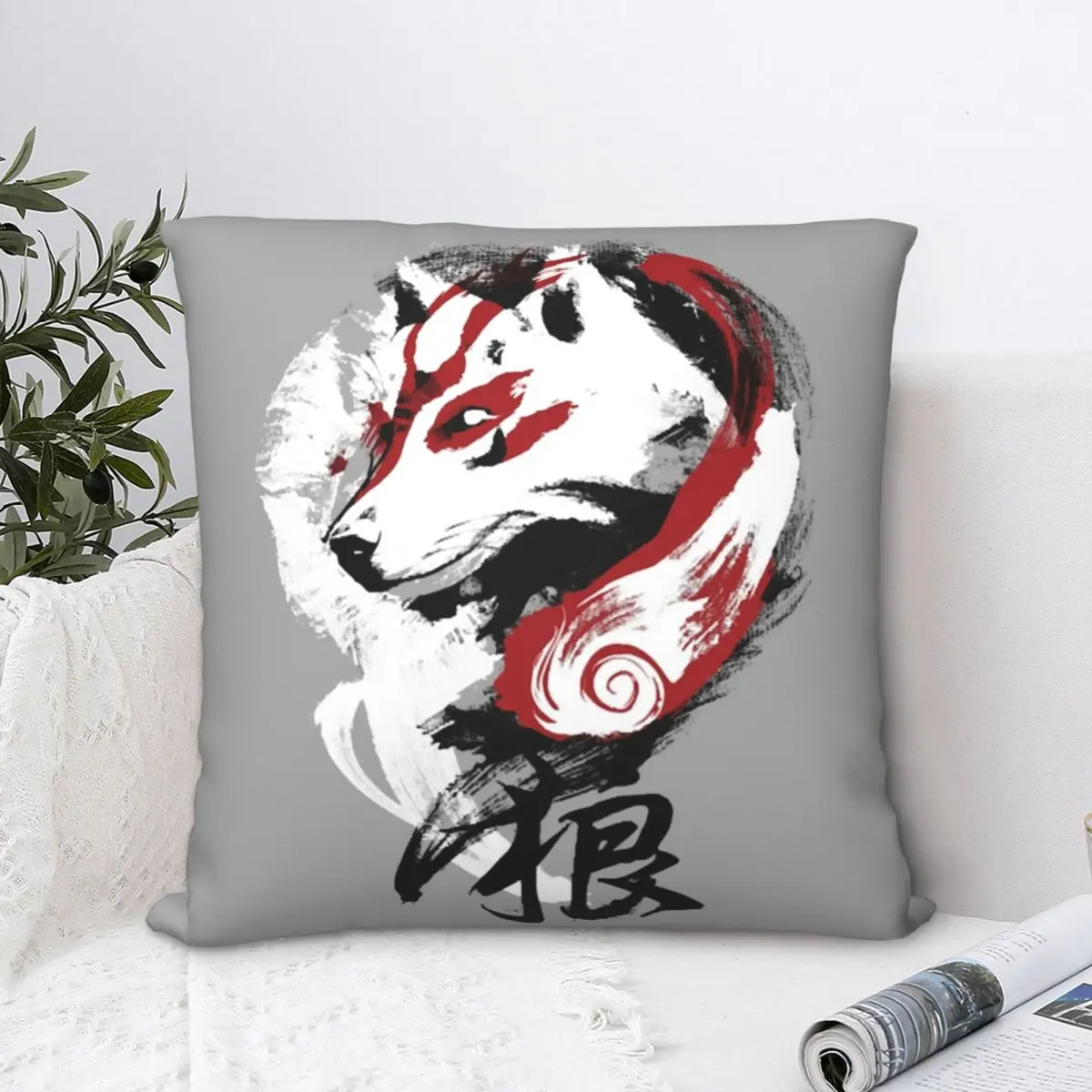 Okami Wolf Square Pillowcase Polyester Pillow Cover Velvet Cushion Decor Comfort Throw Pillow for home sofa