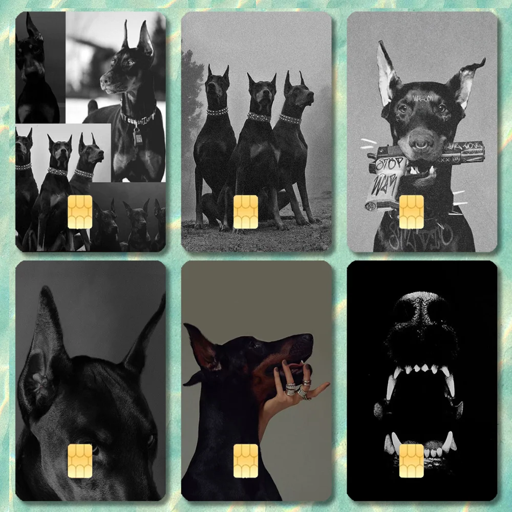 Doberman Dog Stickers Cartoon Credit Card Visa Debit Bank Charge Card Bus Metro Waterproof Sticker Decal Decoration