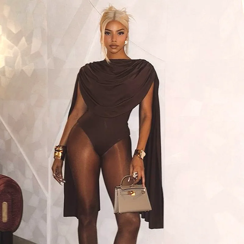 

Sexy Svel Open-ne-piece Suit for Women High-waist Straight-cut Spring 2025 Silk Fabric Nine-point Pants