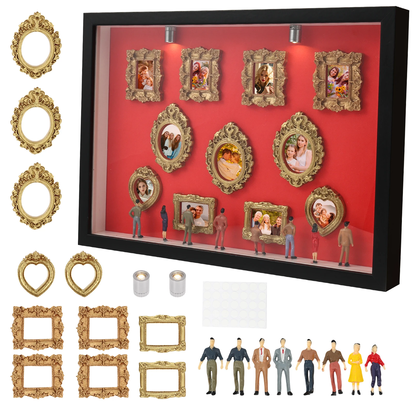 Mini Museo de Nosotros, Marco de Fotos DIY, Museo en Miniatura Personalizado, Caja de Exhibición con Mini Marcos, Caja de Siluetas, Decoración para el Hogar