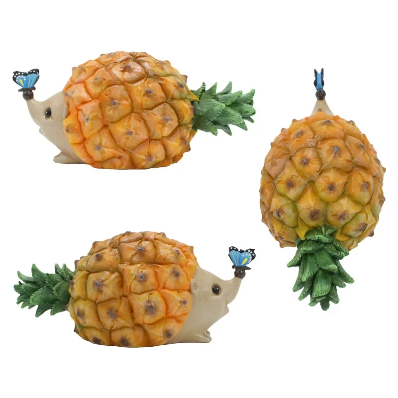 

Hedgehog Pineapple Figurines Simulation Fruit Pineapple Hedgehog Ornament Miniature Animals Resin Craft Decoration Gift