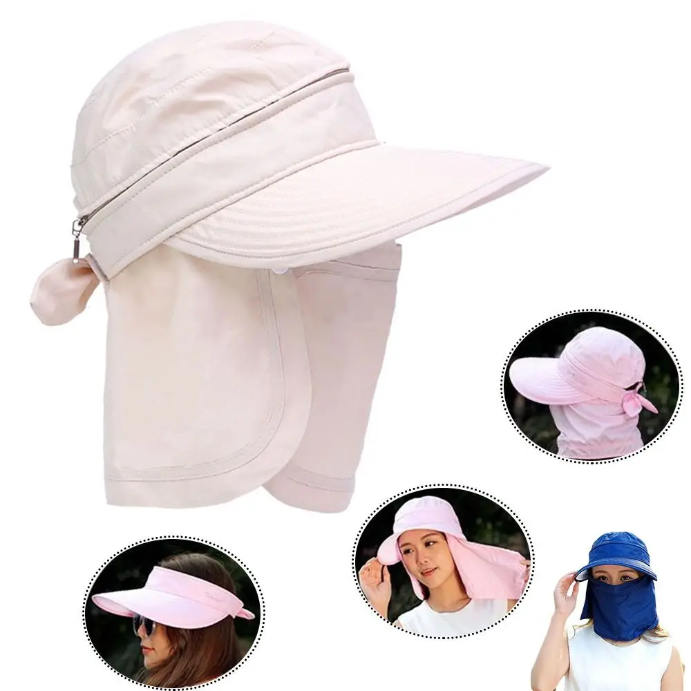 Fashion UV Protection Fisherman Cap Removable Face Neck Cover Fishing Hat Zipper Bucket Hats Summer