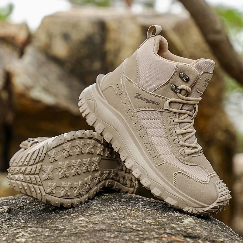 

Новые мужские высокие походные ботинки для весны | Тактические ботинки на платформе больших размеров, удобные, нескользящие, для работы на открытом воздухе, спортивные, для активного отдыха