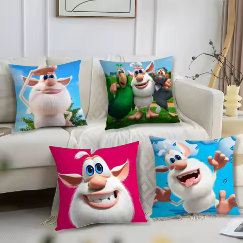 Cartoon B-Booba Funny Cute Pillow Case Short Plush Print Cushion Cover Square Throw Pillow Covers Sofa Home Decor