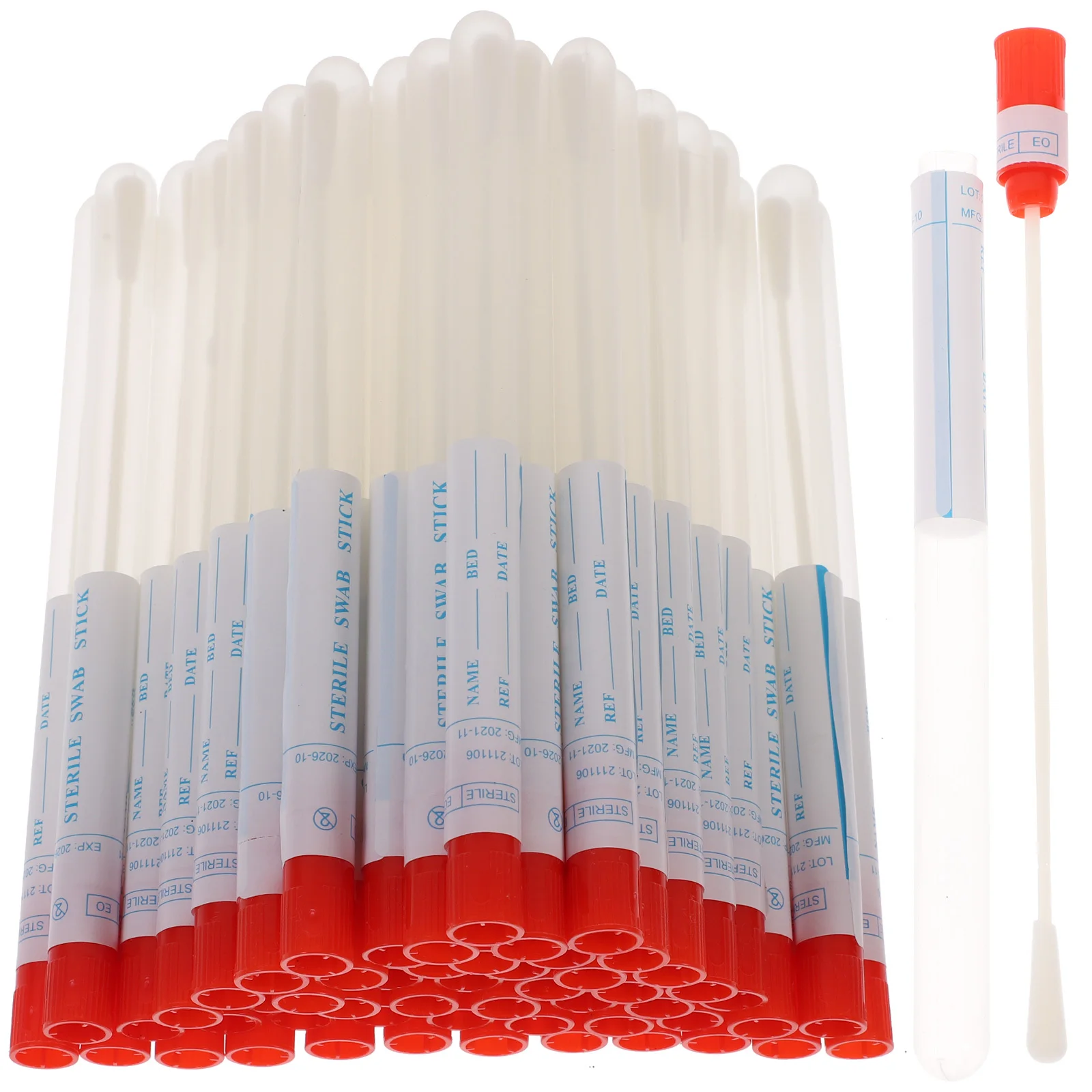 50 مجموعة من مسحات فارينكس الاحترافية، مسحات الفم القابل للتصرف لأخذ عينات الحلق في المستشفى، توريد الاختبار الطبي المحمول