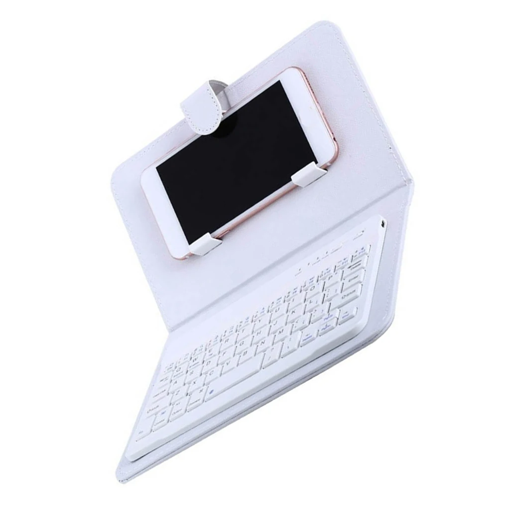 Capa de teclado Bluetooth portátil para celular teclado sem fio capa protetora de couro PU