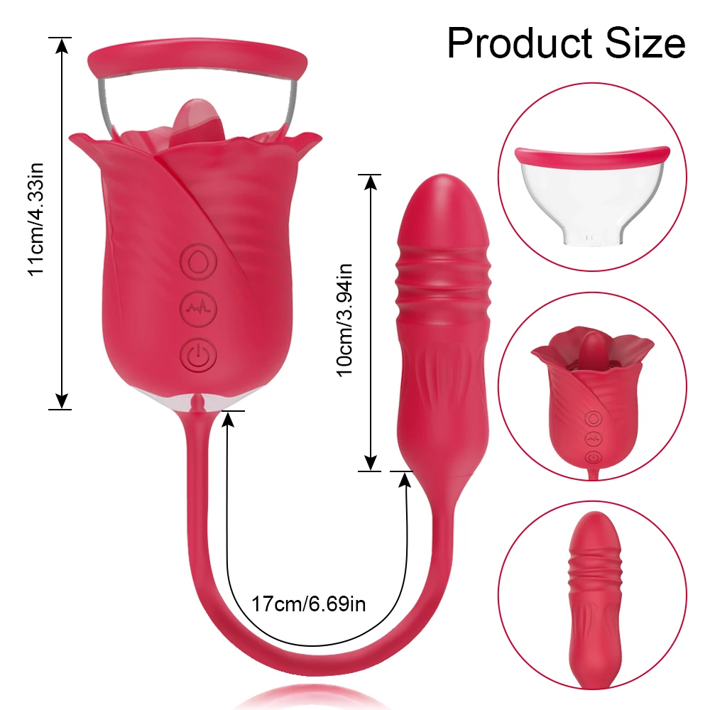 Rose Sex Toy Vibrator for Women Clit Sucker Sucking G Spot Clitoris Stimulator Thrusting Vagina Nipple Vibrating Goods for Adult