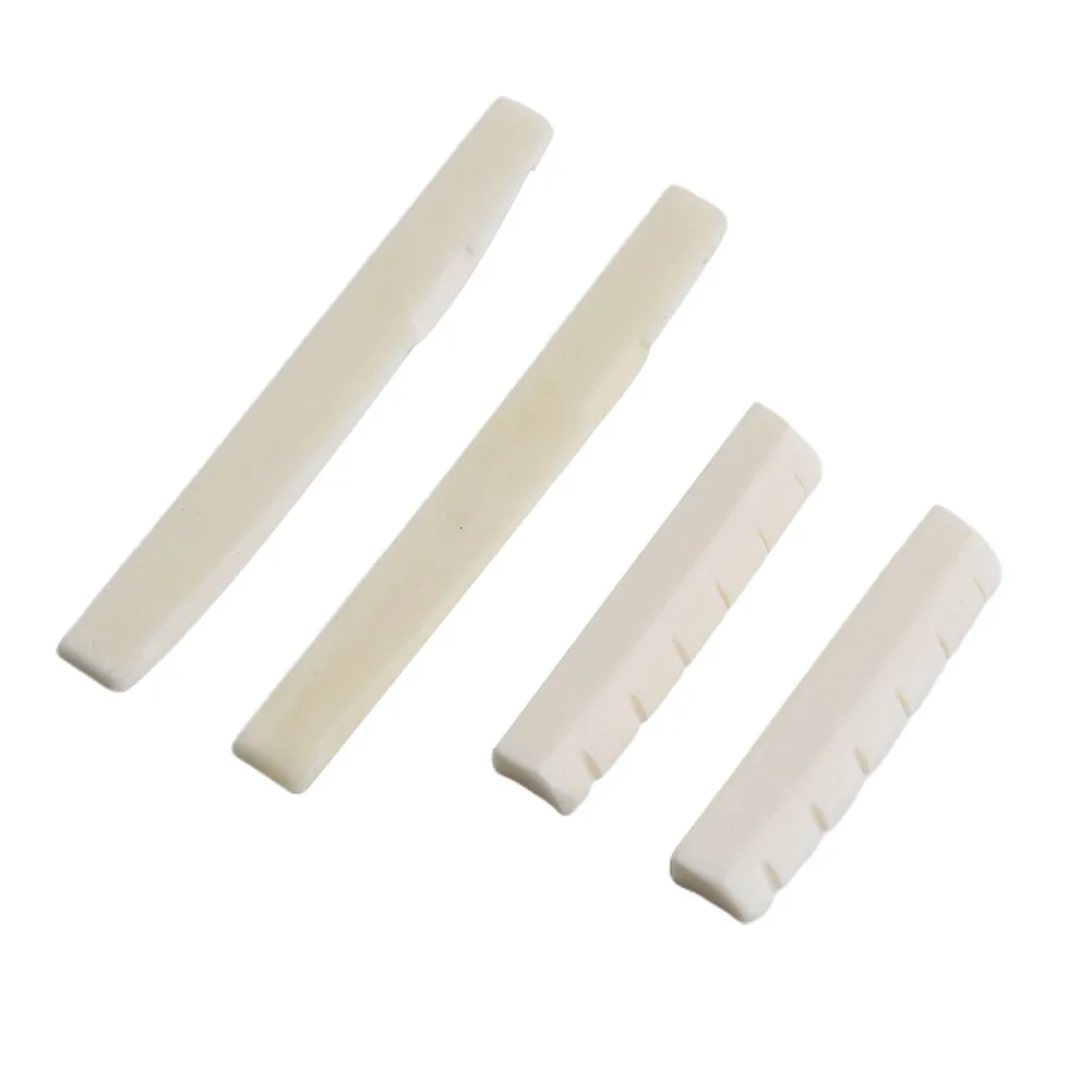 2 juegos/4 Uds 6 cuerdas/acústica/sillín de puente de hueso de guitarra/72mm y tuerca/guitarra de 43mm/puente de hueso/parte de sillín