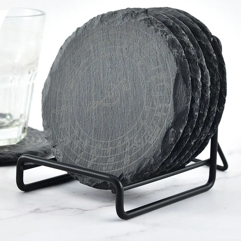 

2pcs Kitchen Storage Rack Thickened Iron Metal Holder Waterproof Detachable Design Smooth Surface Coaster Holder Kitchen Gadget