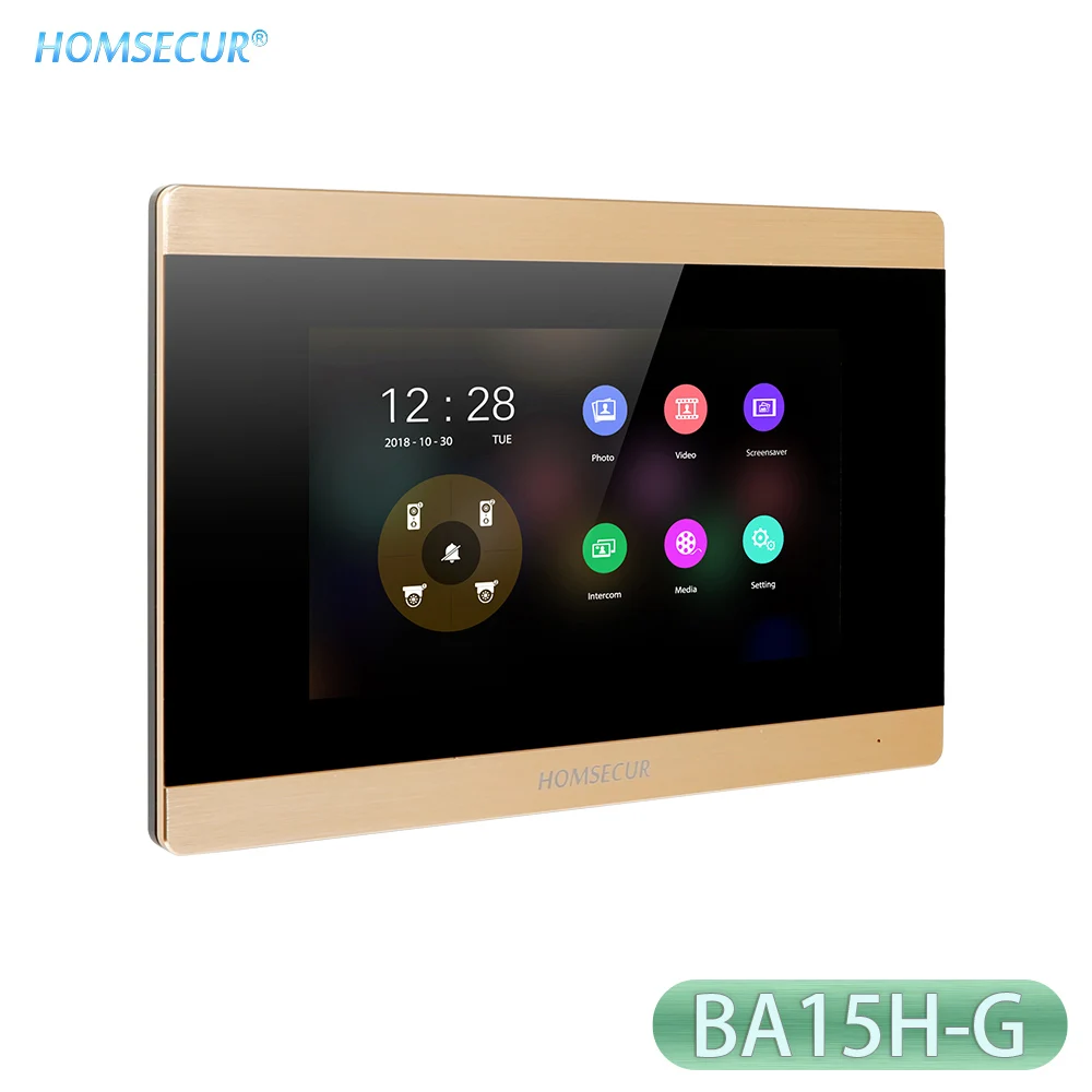 HOMSECUR BA15H-G 4 Core 7" Indoor Monitor with Multi Language Menu Auo Recording for HDK Video Doorphone Intercom