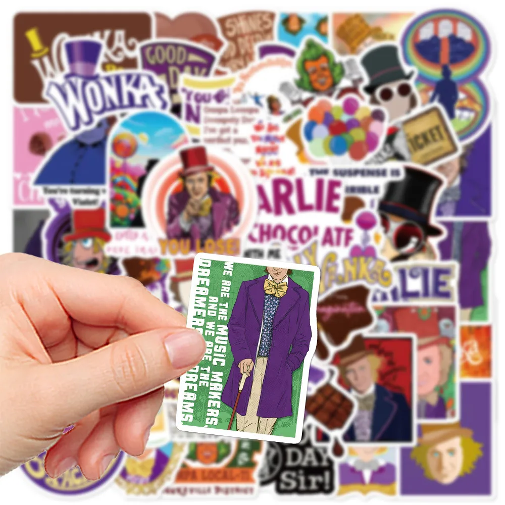 50 قطعة من ملصقات مصنع تشارلي والشوكولاتة - ديكور إبداعي عالي القيمة على طراز INS لحافظات الهاتف (متجر عوالم الرسوم المتحركة)