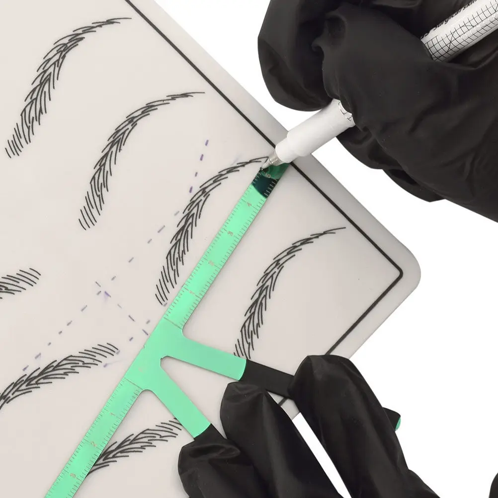 

Линейка для позиционирования бровей из нержавеющей стали: высокоточный измерительный инструмент для трафаретов и формирования бровей, для домашнего использования