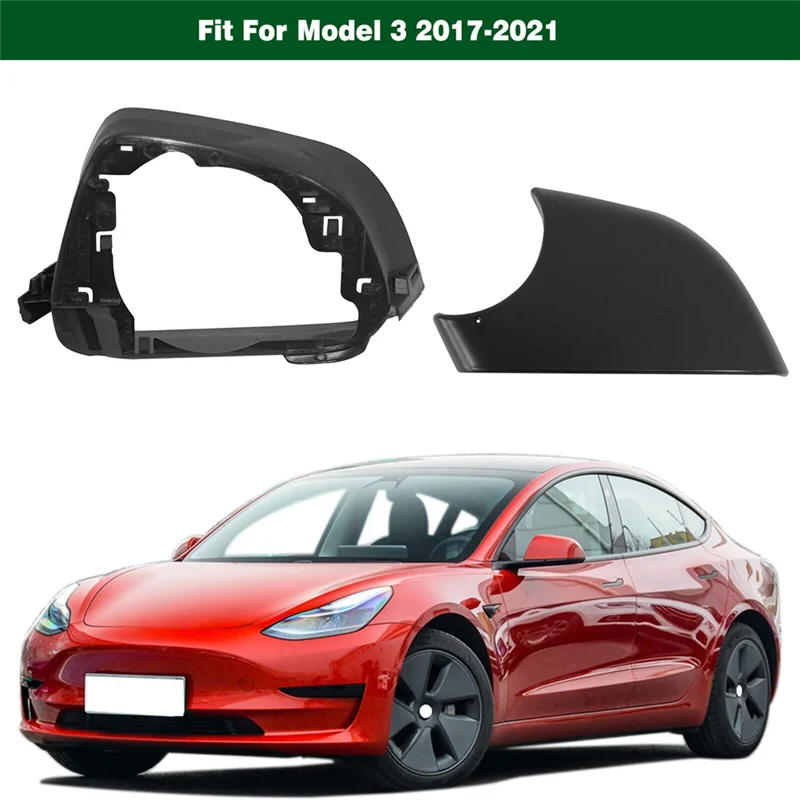 Car Right Side Door Mirror Lower Cover with Frame Black for Tesla Model 3 2017-2021