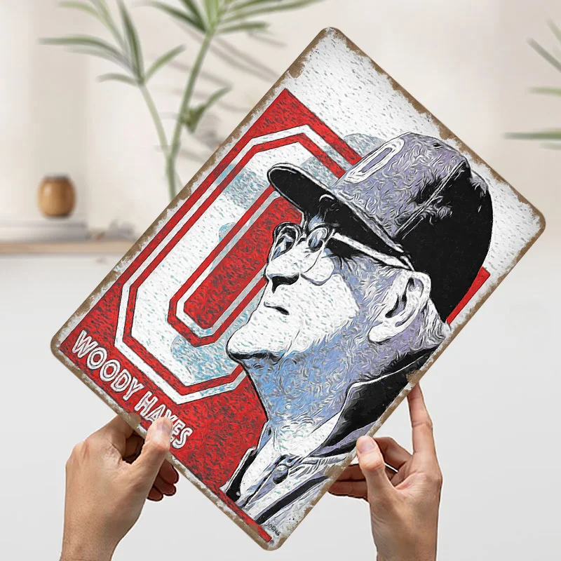 المدرب وودي هايز علامة معدنية جدار ملصق فني الزاوية القهوة بار اكسسوارات كرة القدم القصدير علامات للديكور المنزل ديكور الحمام
