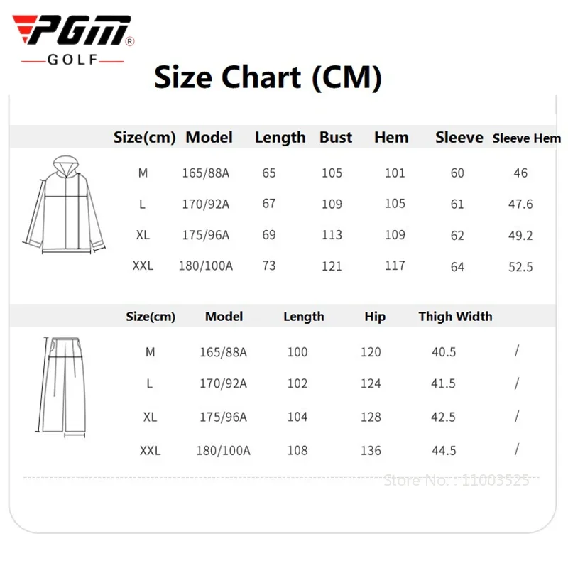 Pgm mężczyźni kobiety golfowy płaszcz przeciwdeszczowy dla motocyklistów wodoodporny płaszcz przeciwdeszczowy + spodnie odzież golfowa unisex