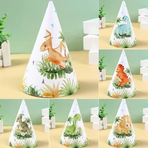 Dschungel Dinosaurier Themenparty Papierhut, Geburtstagsfeierdekorationen für Kinder Jungen, Cartoon -Tierkappen, Geburtstagsdarstellungen 6 Hauptverkauf Chapeu Dinosaurierparty - №2