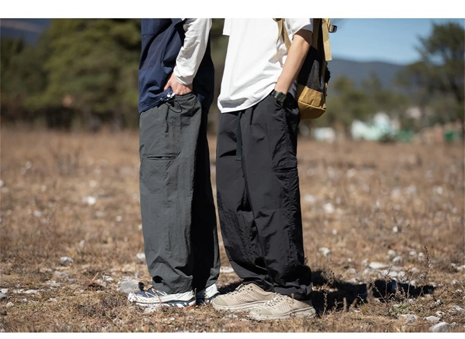 Pantalones kargo Hombre celana kargo pria, celana kargo luar ruangan fungsional, Celana memanjat tahan air gaya Amerika celana Payung musim gugur