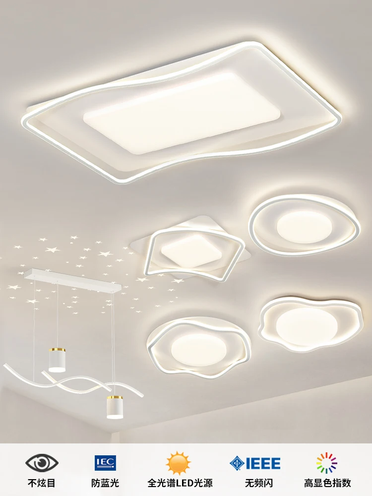 

American Large Living Room Main Lamp Simple Bedroom Ceiling Lamp Dining Room Chandelier Combination