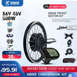 Electric Bike Conversion Kit 36V48V 500W Brushless Gear Front Wheel Hub Motor 20 24 26 27.5 28 29 Inch 700C For Ebike Motor Kit