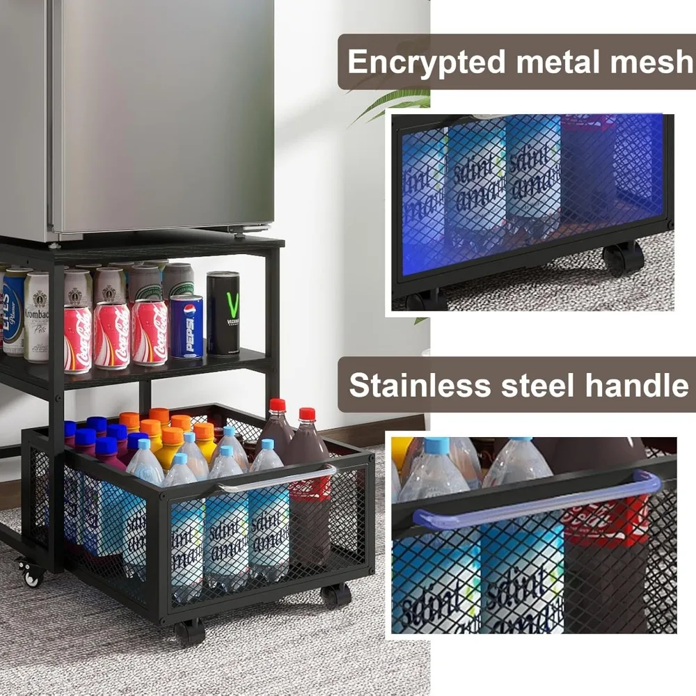 Мини-подставка для холодильника 19,7x19,7 дюйма с местом для хранения и колесами, сверхмощный мини-холодильник с регулируемой полкой, стол, холодильник для напитков