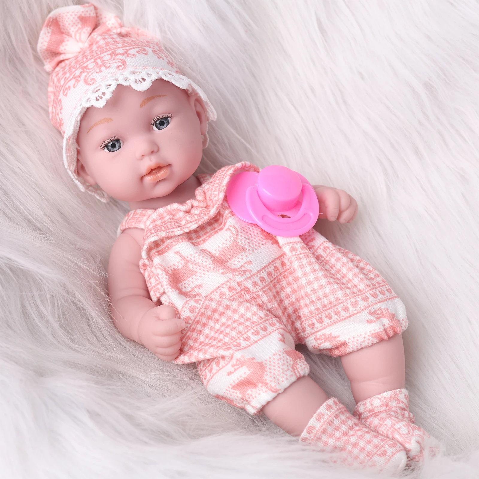 Bambole per bambini rinate simulate da 11 pollici Morbido realistico in vinile realistico Bebe per tutto il corpo Neonato con finta ciuccio Regalo per ragazze per bambini