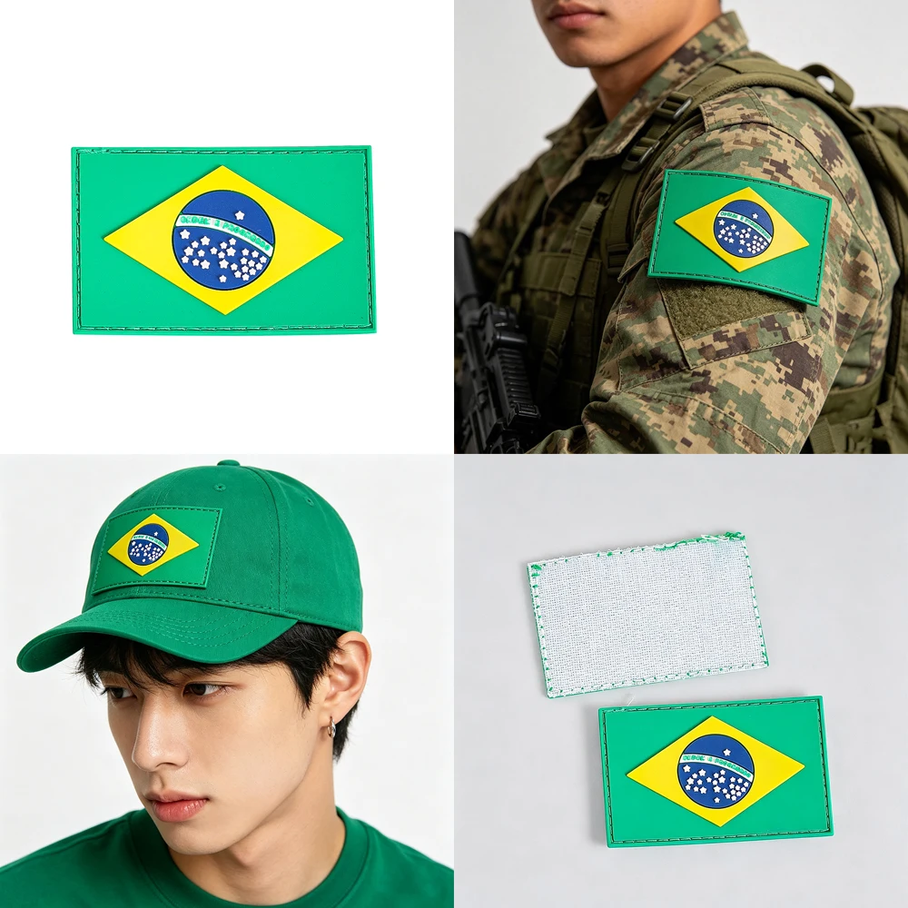 PVC-Brasilien-Flaggen-Patch, taktisches Moral-Abzeichen für Militärjacke, Hut, Rucksack, Outdoor-Sport, Geschenk für Männer, Frauen, Freunde – Detail 1