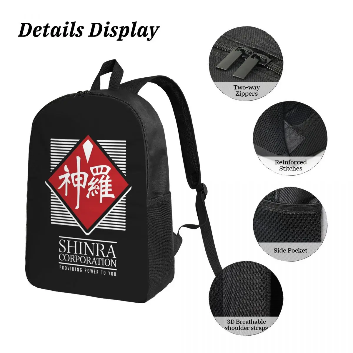 Final Fantasy VII Shinra FF7 Backpack Boys Girls BookBag School Bag Laptop Shoulder Bags 3ps Insulated Lunch Bag Pencil Case