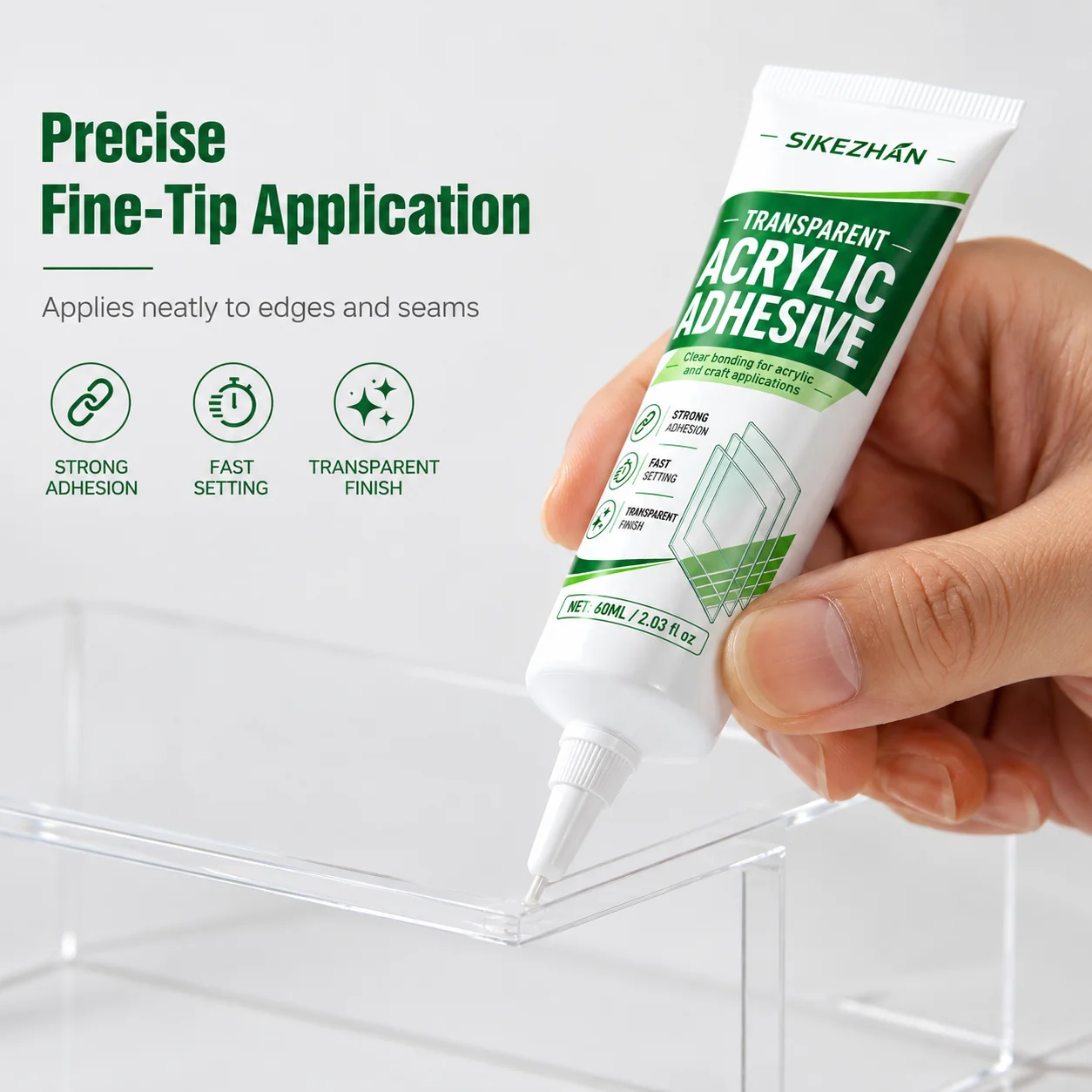 60ml Transparent Acrylic Adhesive Clear Bonding Glue for Acrylic Sheet Plastic Crafts DIY Model Repair and Home Workshop Use