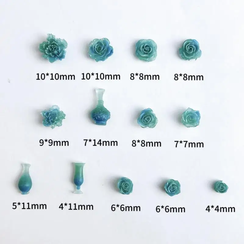 60PCS Willekeurige Gemengde Camellia Pioen Nail Art Decoraties Kleurrijke Minimalistische Rose Buds Nail Charms Accessoires DIY Oorbel Nagels