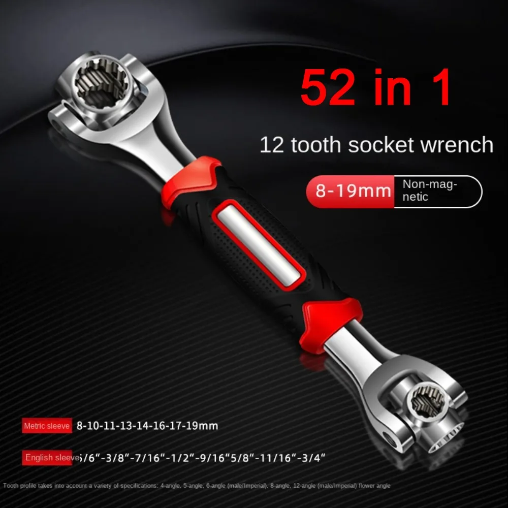 New Steel Wrench Socket 360-degree Rotating Double Head Ratchet Spanner Multi-function Adjustable Grip Ratchet Repair Tools Hone