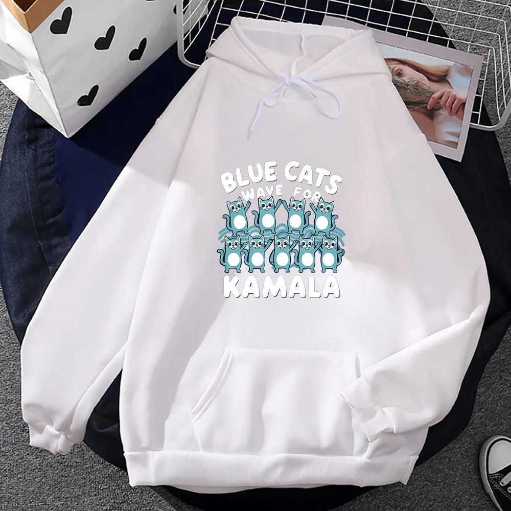 Blue Cats Kamala cartoon hoodie Cute Hooded Sweatshirt for Autumn/Winter Unisex Clothing moletom aldult Hoody