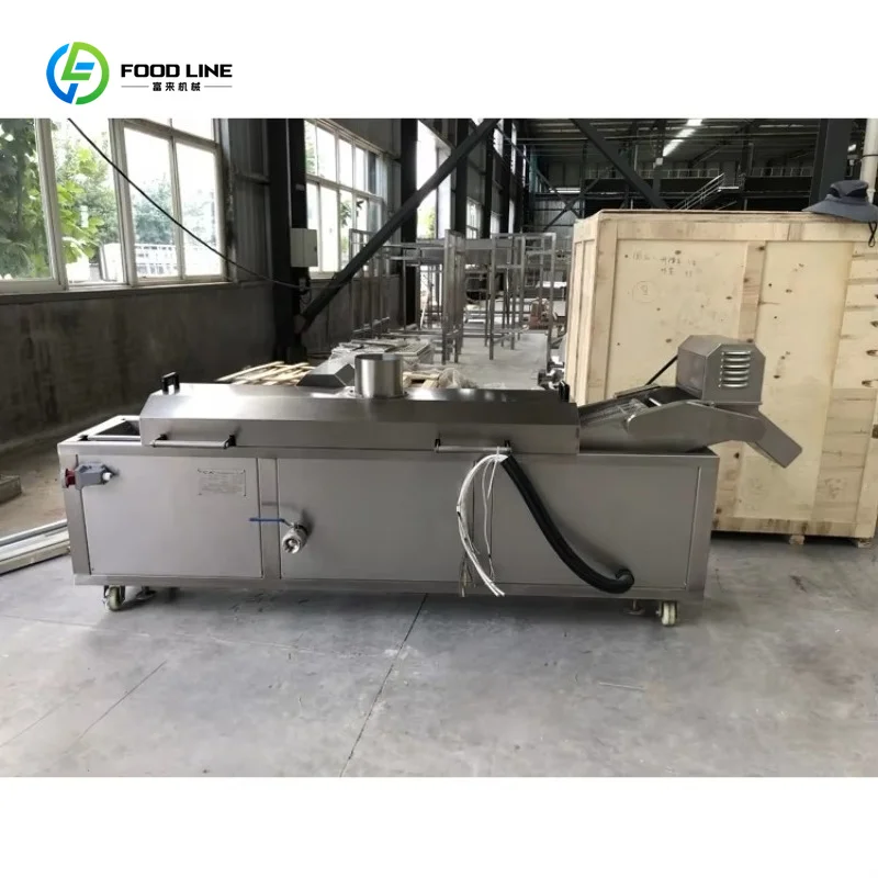 SUS304 Continuous Fryer 100-200kg/h for Nugget Burger Patty Chicken Frying Processing Line Custom