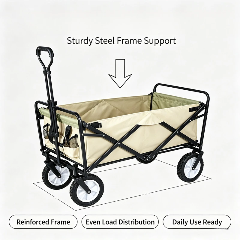 39' Heavy Duty Collapsible Wagon Portable Foldable Garden Cart with Large Capacity 330 LBS for Outdoor Utility