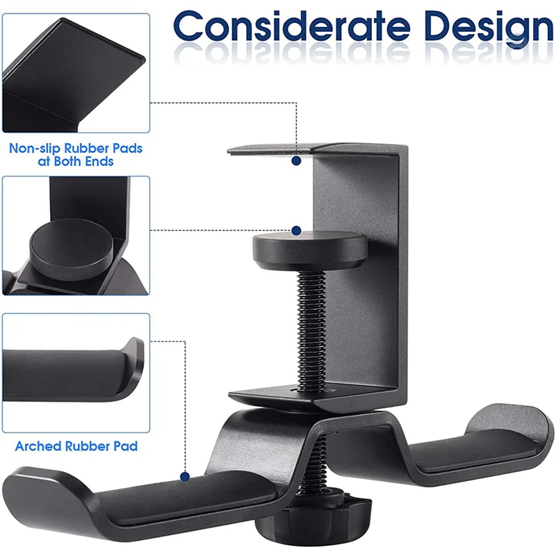 ABGI-2X Supporto per cuffie doppio sotto la scrivania, Gancio per cuffie da scrivania universale per giochi per PC, rotazione a 360 gradi, supporto per auricolari