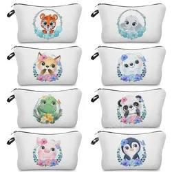 Garland Cartoon Animal Women Cosmetic Bag for Girl Makeup Bags Lady Toiletry Organizer Panda Penguin Print Handbag Teacher Gifts