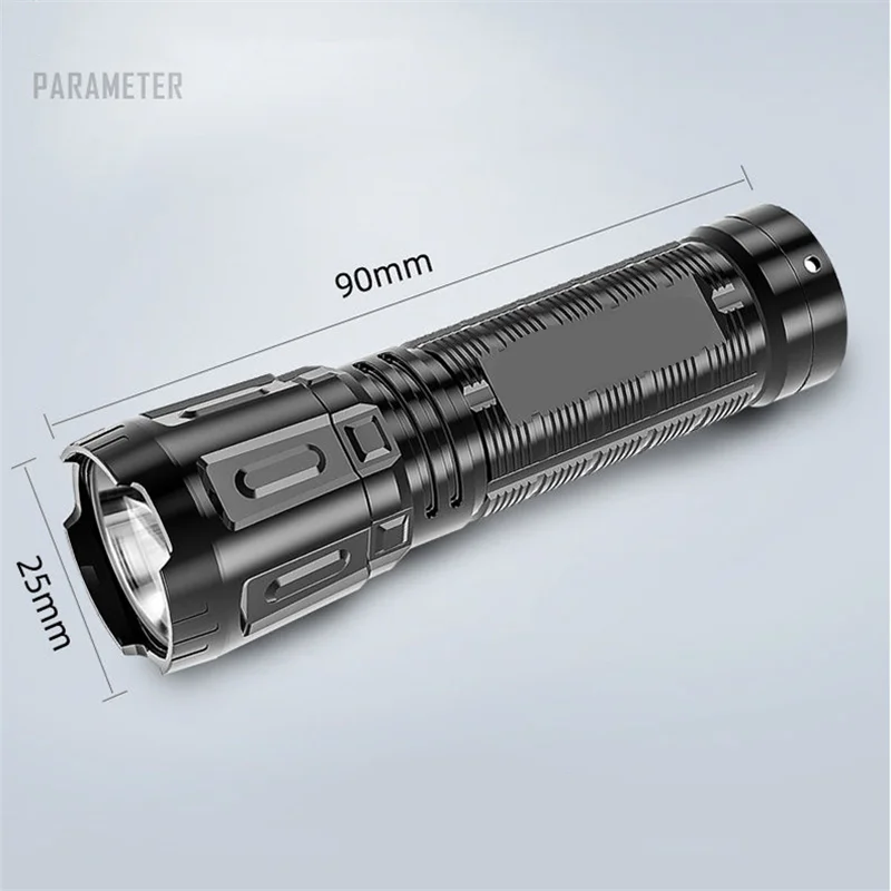 ZK30 Mini Strong Bright LED Flashlight USB Rechargeable Built Battery Outdoor Long-range Tactical Camping Flashlight