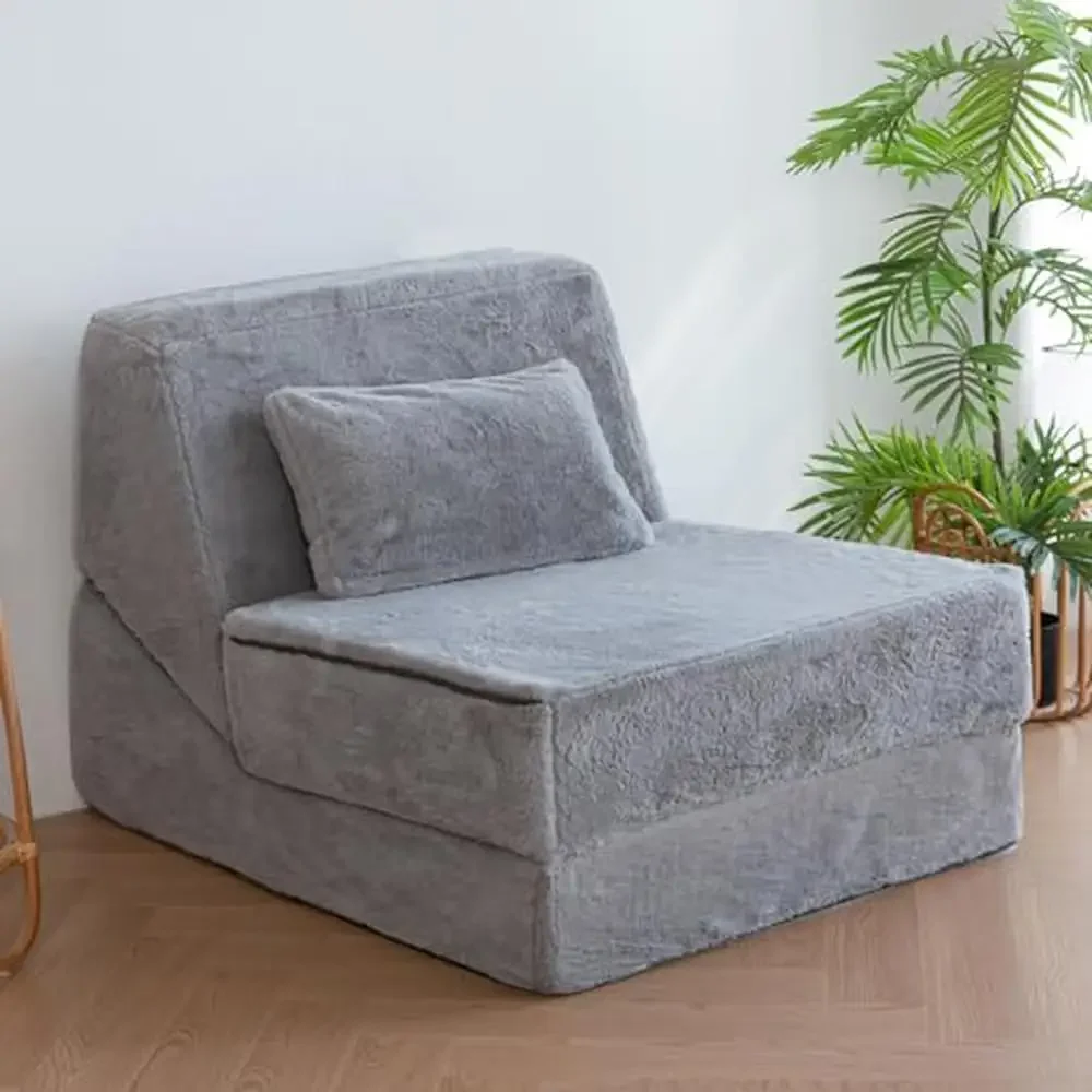 

3-in-1 Convertible Sleeper Chair with Fold Out Bed and Pillow Home Living Room Lounge Ergonomic Design Comfortable Sofa Mattress