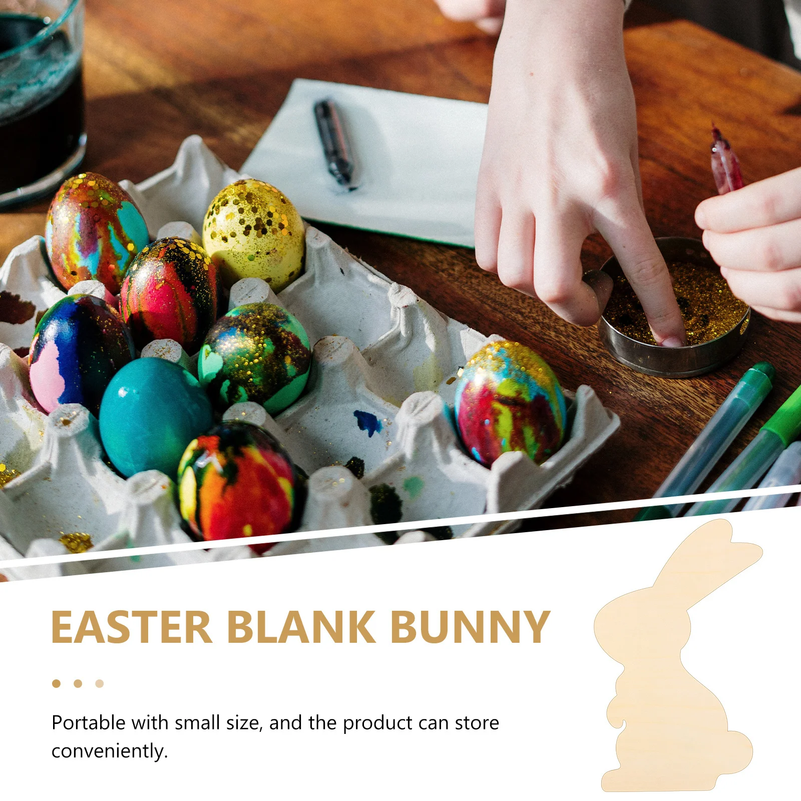 

10pcs Rabbit Shaped Wood Chips Easter Bunny Cutouts Wooden Rabbits for Crafts Kids Decor Indoor Easter Decorations Wood Slice