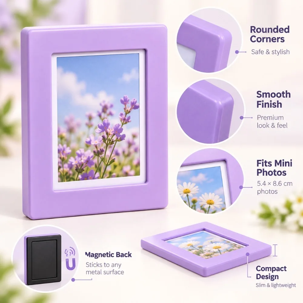 10PCS Kawaii Magnetic Photo Frame Set for Home Display