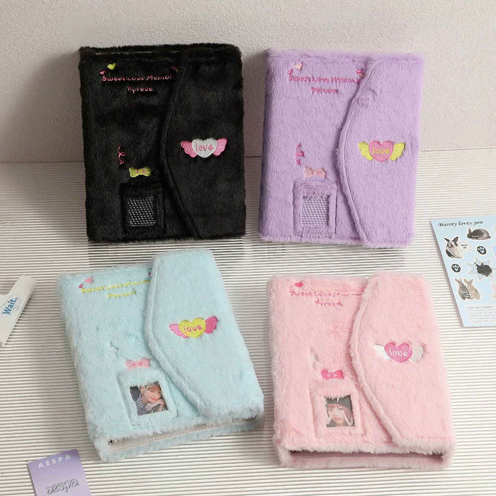 Plush Album INS Embroidery Polaroid Small Card Storage Album Album Card Collection Card Album 4-Grid Card Position Album Girl