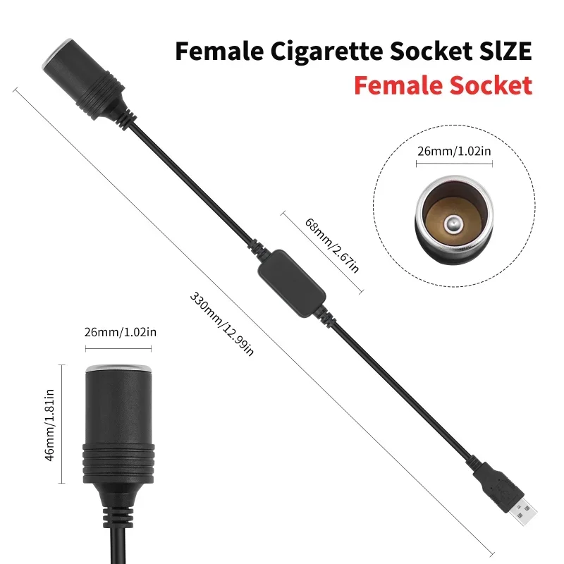1PC Auto Interior Accessories Plug Connector Adapter Wired Controller Charger Cable Socket USB 5V To 12V Converter Adapter