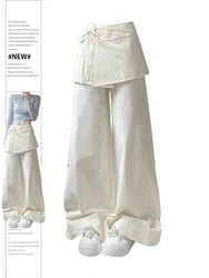 Women's Off White Pants Harajuku Streetwear Oversize Parachute Pants Y2k Retro 2000s Aesthetic Vintage Trousers Fashion Clothes